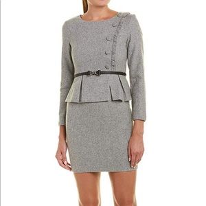 NWT Grey Wool Sheeth Peplum Dress